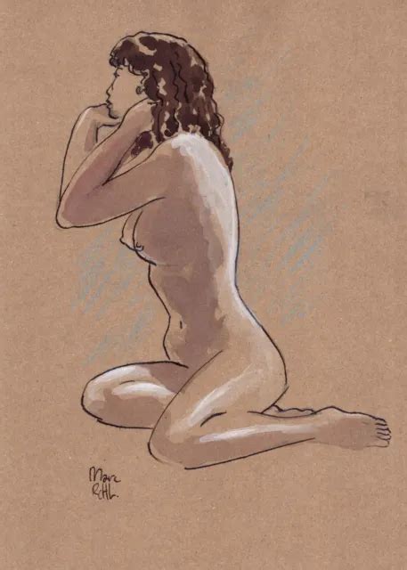 Fille Nue Femme Nue Dessin Original Nude Eur Picclick Fr