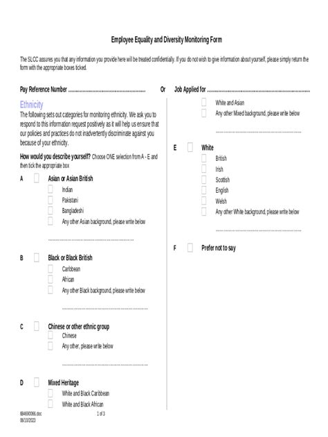 Employee Equality And Diversity Monitoring Doc Template Pdffiller