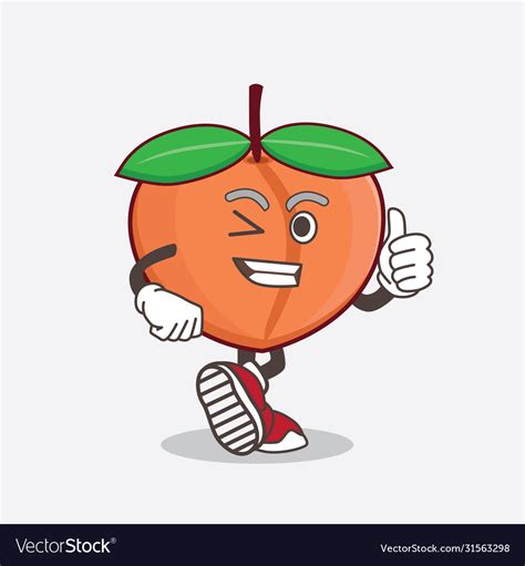 Peach fruit cartoon mascot character making Vector Image