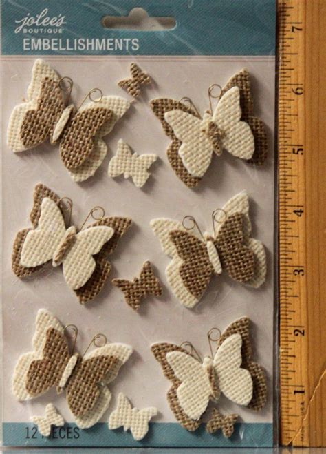 Jolee's Boutique Burlap Dimensional Butterflies Embellishment Stickers | Butterfly embellishment ...