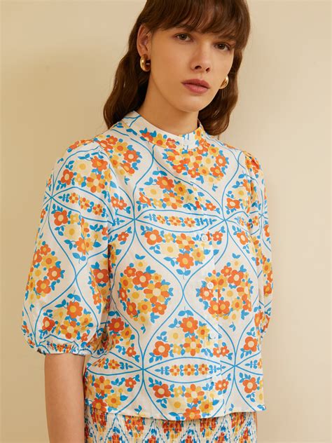 Flower Printed Blouse Cider