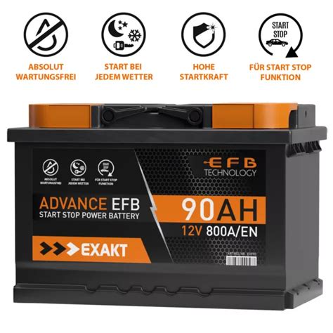 Exakt Efb Autobatterie Ah V Start Stop Batterie Statt Ah Ah