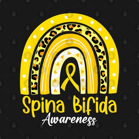 Spina Bifida Awareness Yellow Ribbon Leopard Spina Bifida T Shirt