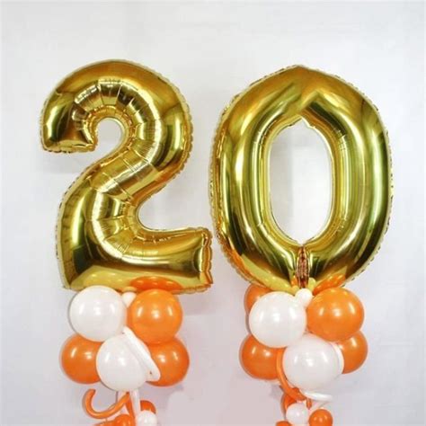 Ballons Anniversaire 20 Or 100cm Ballon Chiffre 20 Numéro 20 Happy