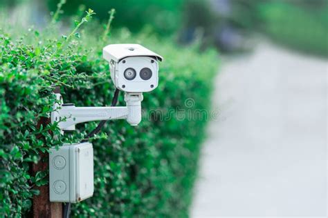 Cctv Security Camera In Car Park At Garden Stock Photo Image Of