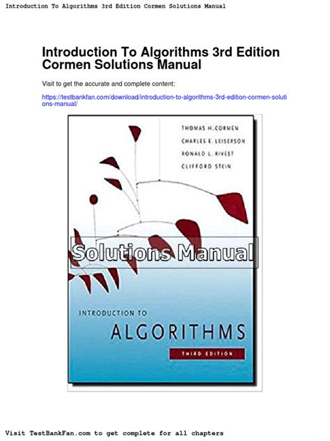 Dwnload Full Introduction To Algorithms 3rd Edition Cormen Solutions