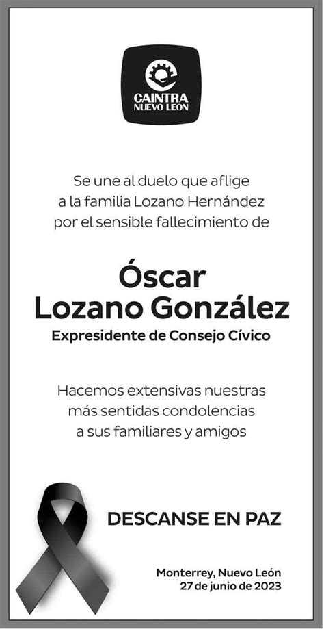 Don Oscar Lozano González Obituario Esquela