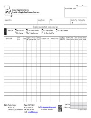 Fillable Online Dor Mo Form 4758 Schedule Of Supplier State Diversion