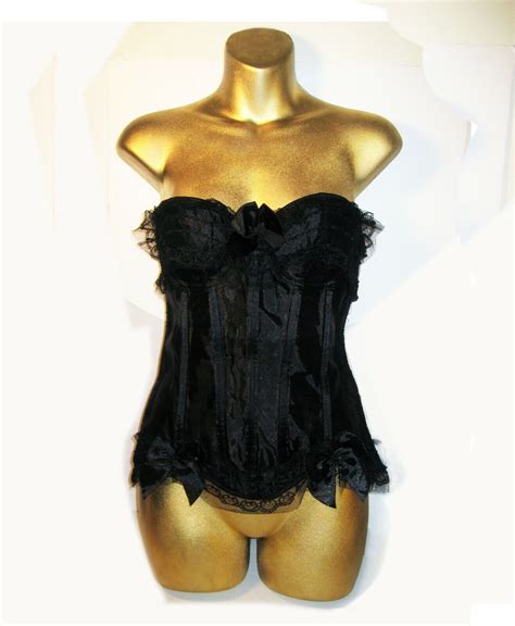 Daisy Corsets Black Strapless Merry Widow Lacey Tulle Gem