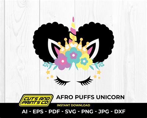 Afro Puffs Unicorn Svg Unicorn Afro Svg Unicorn Svg Etsy Canada