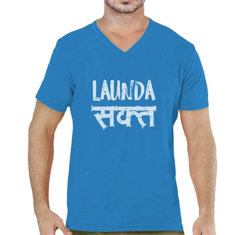 Buy Dobbo Mens Launda Sakht Text Cotton Printed V Neck Half Sleeves