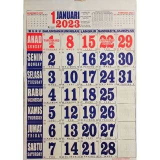 Jual Kalender Tanggalan Ukuran Sedang Besar Jumbo Shopee