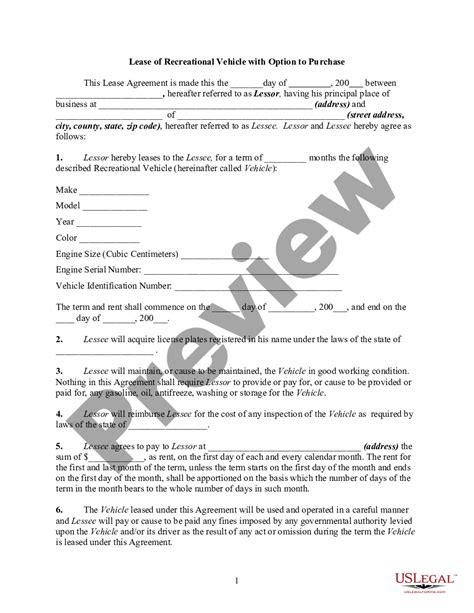 Printable Simple Rv Lot Rental Agreement