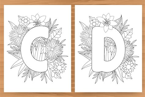 Alphabet, 26 Printable Coloring Letters, Floral Coloring, Abc Coloring ...