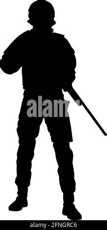 Army Elite Forces Police Tactical Unit Swat Team Sniper Standing On