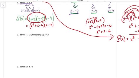 Writing Polynomials Given Zeros Part 2 Youtube