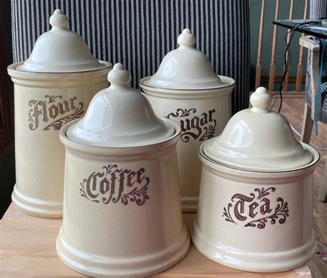 Vintage Pfaltzgraff Village Pattern Canister Set Retired Etsy