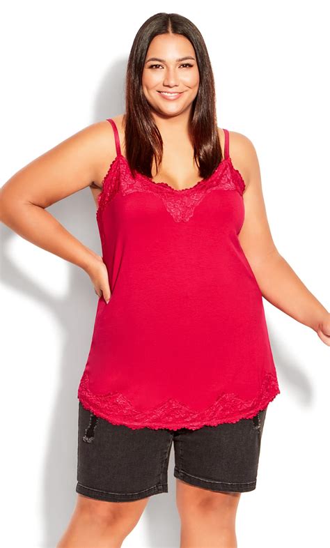 Lace Cami Red Top Evans