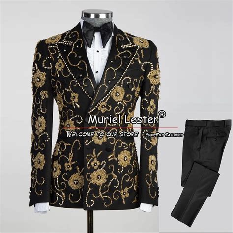 Costumes Formels De Luxe Pour Hommes Smokings De Mari Fleurs Et Perles