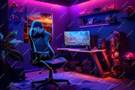 Premium AI Image | RGB lighting Gaming Room Wallpaper