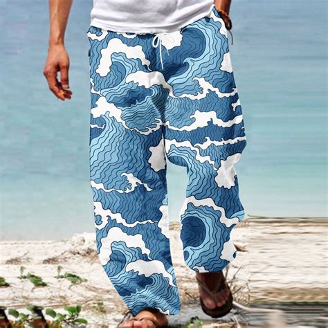 Quinlirra Mens Jogger Sport Pants Men Summer Casual Fashion Hawaiian