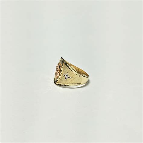 Dollar Sign and Crosses Diamond Cut Ring (14K) – Popular Jewelry