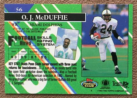 Topps Stadium Club O J Mcduffie Rc For Sale Online Ebay