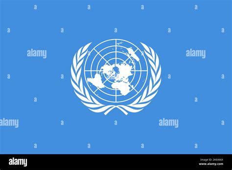 Flag of United Nations (UN), international territory, white UN emblem ...