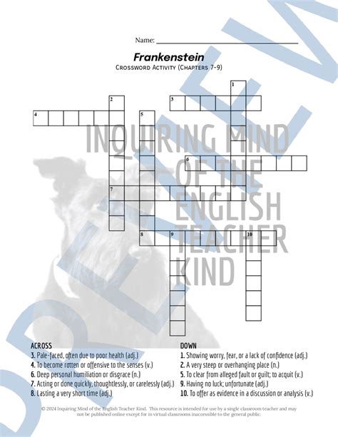 Frankenstein Chapters 7-9 Quiz, Close Reading Worksheet, and Vocabulary