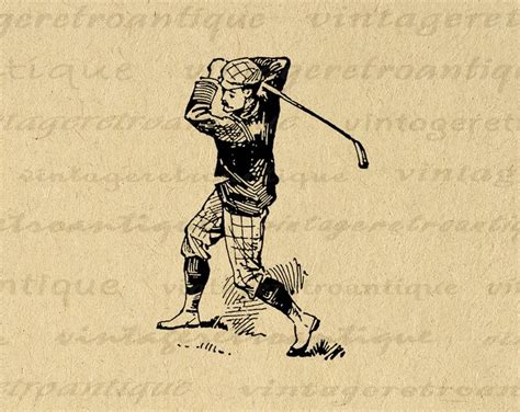 Antique Golfer Digital Image Download Golfing Sports Clip Art Vintage