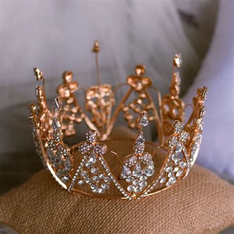 Snygga Fina Guld Brud Huvudbonad Metall Rhinestone Tiara Br Llop