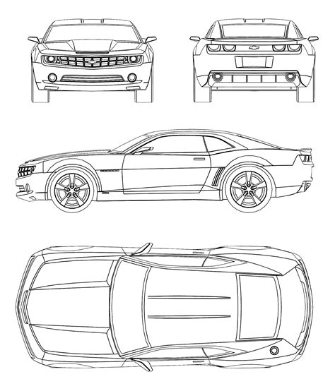 Chevrolet Camaro Blueprint Front And Back Views