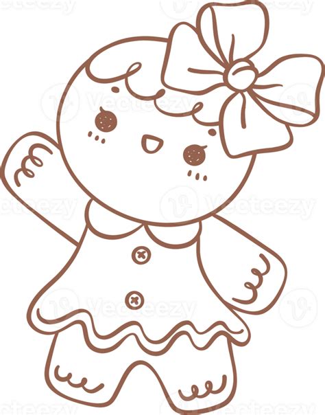 Gingerbread Girl Outline 32334064 PNG