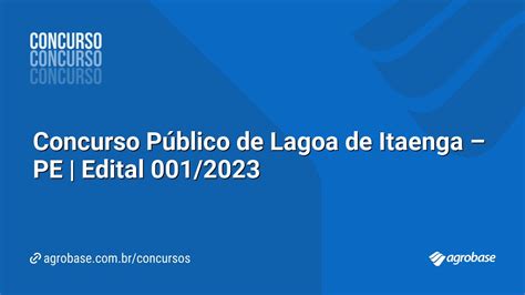 Concurso P Blico De Lagoa De Itaenga Pe Edital