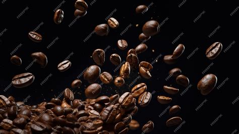 Premium AI Image | Falling coffee beans on dark background