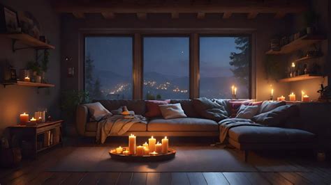 Twilight Serenity in a Cozy Living Room - backiee