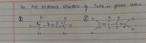 [Solved] Post-lab problems: Draw two resonance structures for C4H6 ...