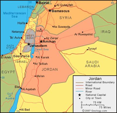 Map Of Jordan Free Printable Maps