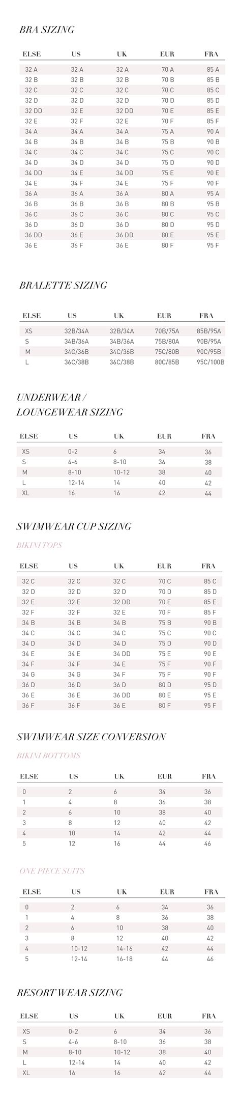 Chloe Size Chart A Visual Reference Of Charts Chart Master