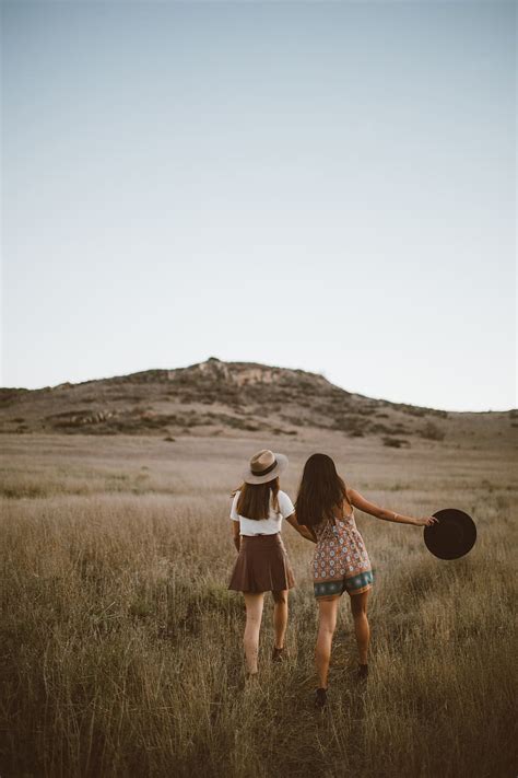 Grass Highland Grassland Landscape Nature People Girls Friends