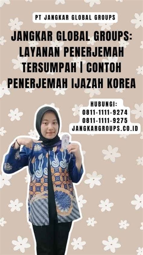 Contoh Penerjemah Ijazah Korea Layanan Penerjemah Jangkar Global Groups