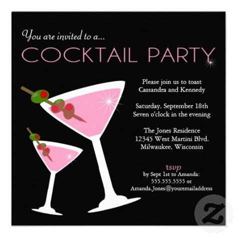 Pink Martini Cocktail Party Invitation Zazzle Cocktail Party