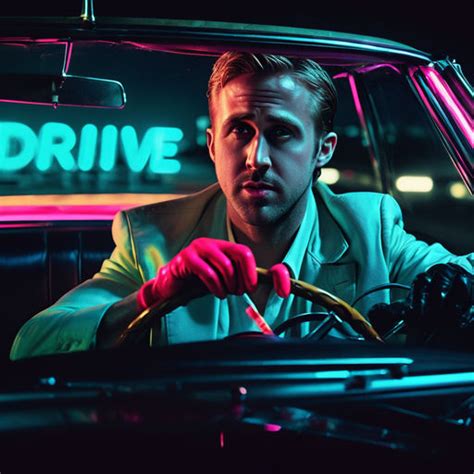 Ryan Gosling in a front-facing stance from the iconic "Drive... by ...