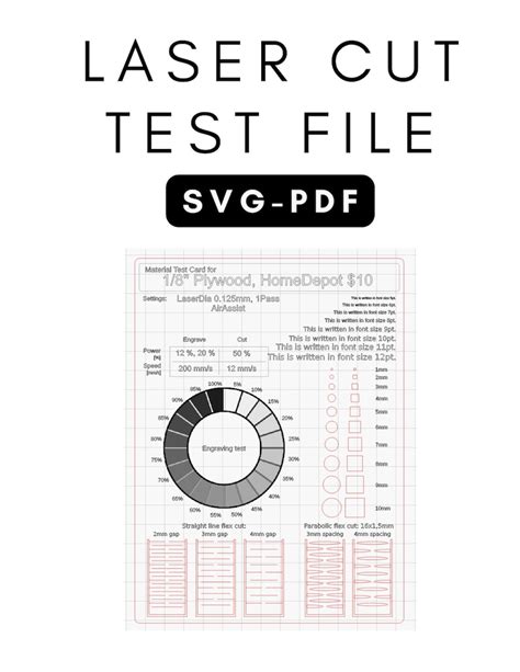 Lightburn Material Test Fichiers D Coup S Au Laser Gravure Etsy France