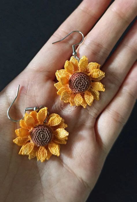 Sunflower Crochet Dangle Earring Crochet Stud Earring Etsy Vietnam