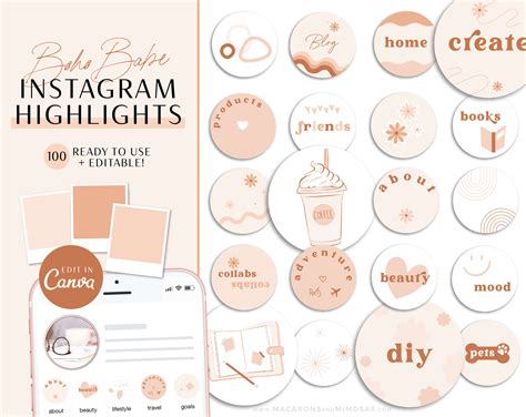 Boho Instagram Highlight Covers Macarons And Mimosas