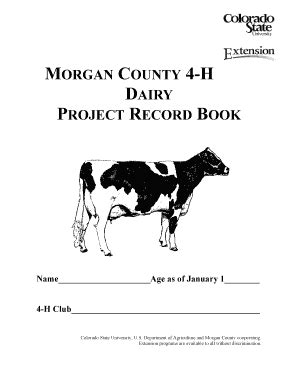 Fillable Online Extension Colostate Morgan County H Dairy Project