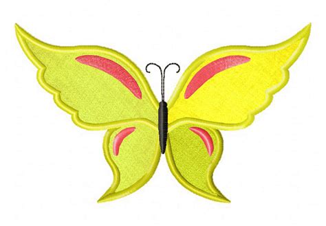 Bright Yellow Butterfly Includes Both Applique And Stitched Blasto Stitch