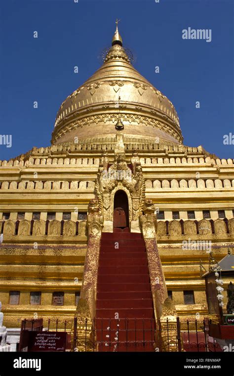 Shwezigon Pagoda Is The One Of The Most Beautiful Pagodas In Bagan The