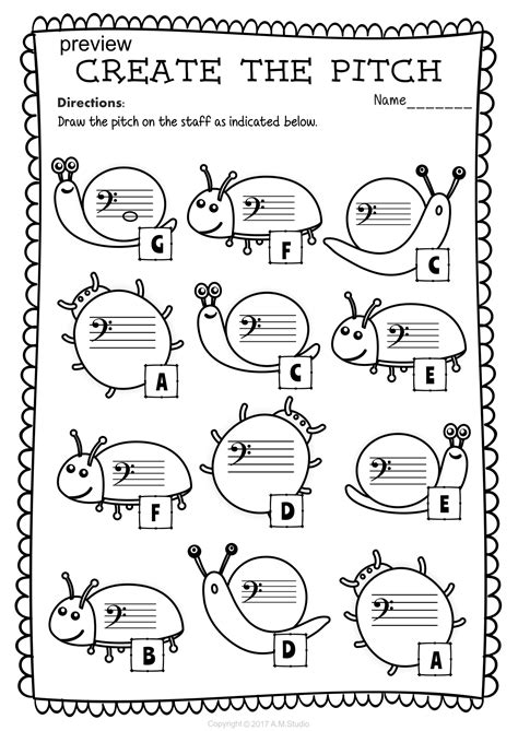 Bass Clef Note Naming Worksheets For Spring